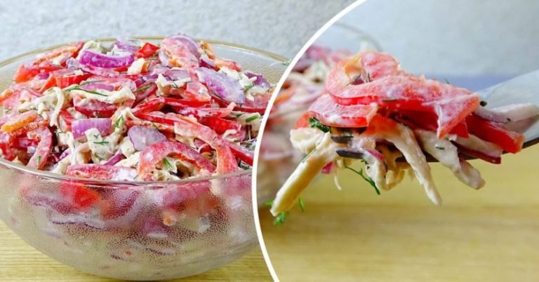Салата со пилешко и пиперки