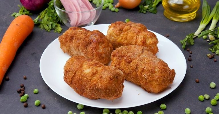 Зрази со шунка и грашок
